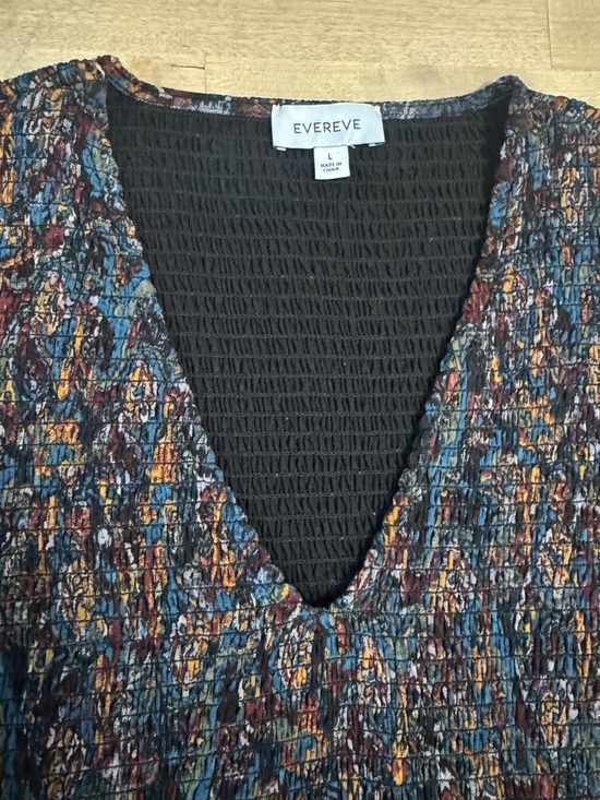 Evereve Multicolor Paisley Smocked V-Neck Long Sleeve Top - Picture 2 of 7